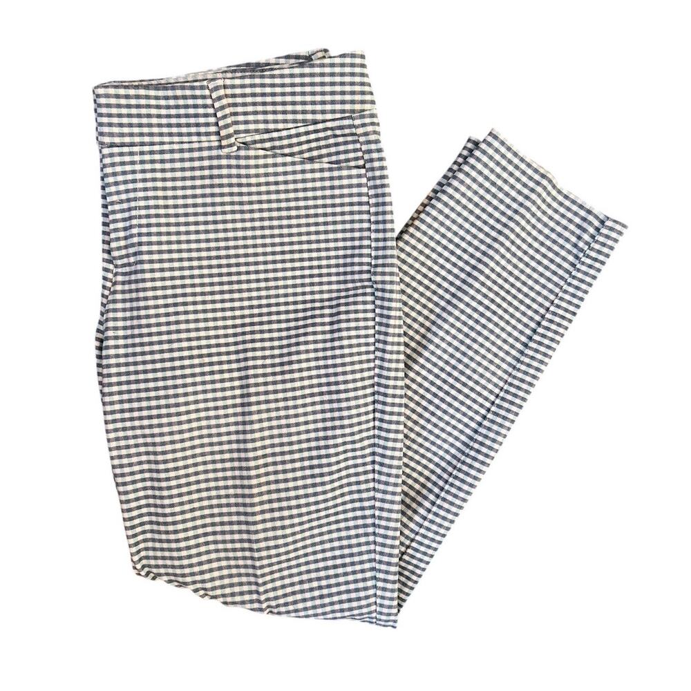 Old Navy Blue and White Plaid Pixie Midrise Cotton Crop Trouser Pants